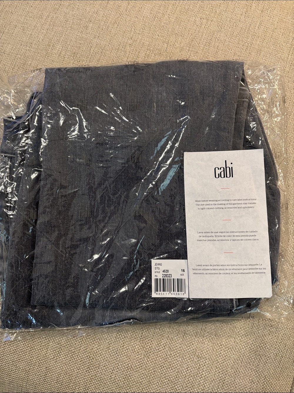 NWT | CAbi 4520 Grey Button Fly Straight Jeans New in Package Size 16